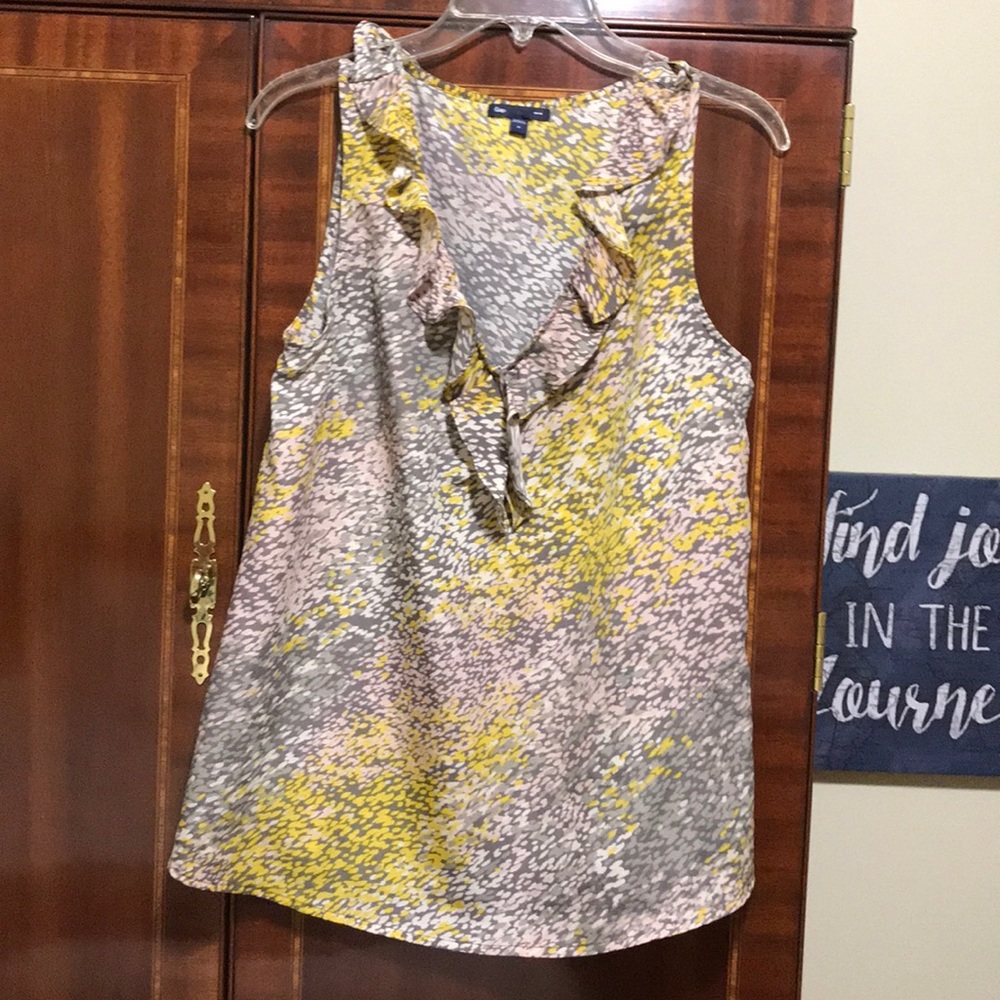 Gap grey, yellow, pink and cream dress top
